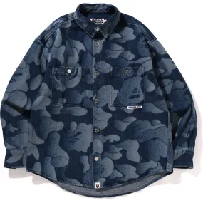 SOLID CAMO LASER WORK DENIM SHIRT MENS