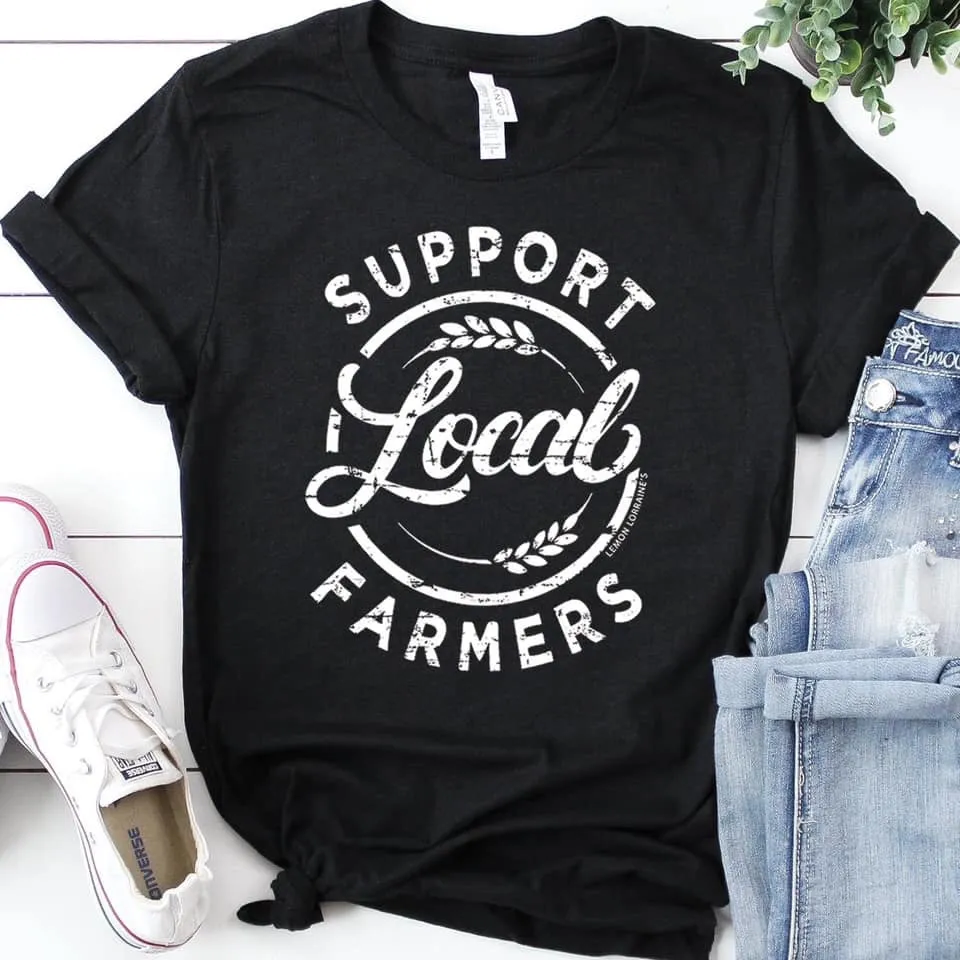 Support Local Farmers Crew Tee Black