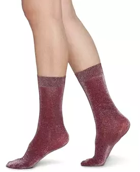 Swedish Stockings Ines Shimmery Socks Wine