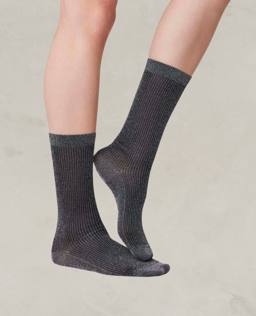 Swedish Stockings Magda Shimmery Socks Black