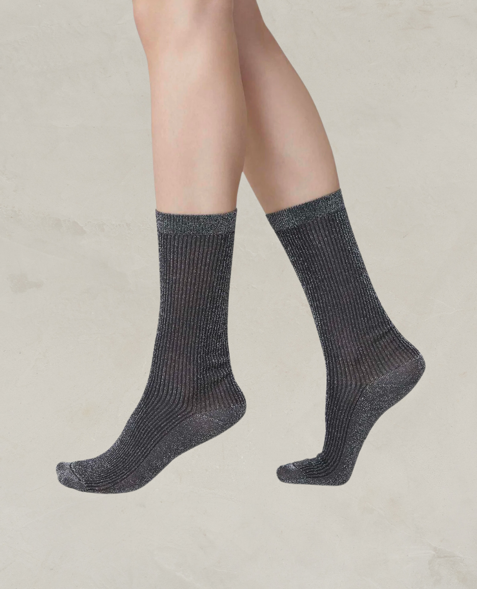 Swedish Stockings Magda Shimmery Socks Black