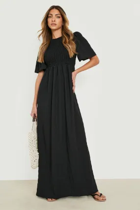 Textured Shirred Maxi Dress