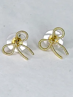 Tiny Bow Earrings-Golden