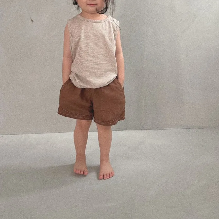 Toddler Bella Stitch Shorts (1-5y) - Brown