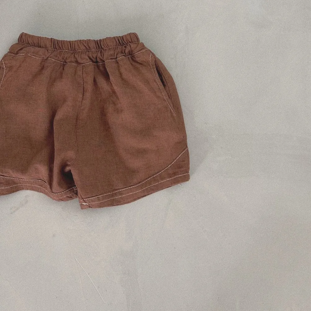 Toddler Bella Stitch Shorts (1-5y) - Brown