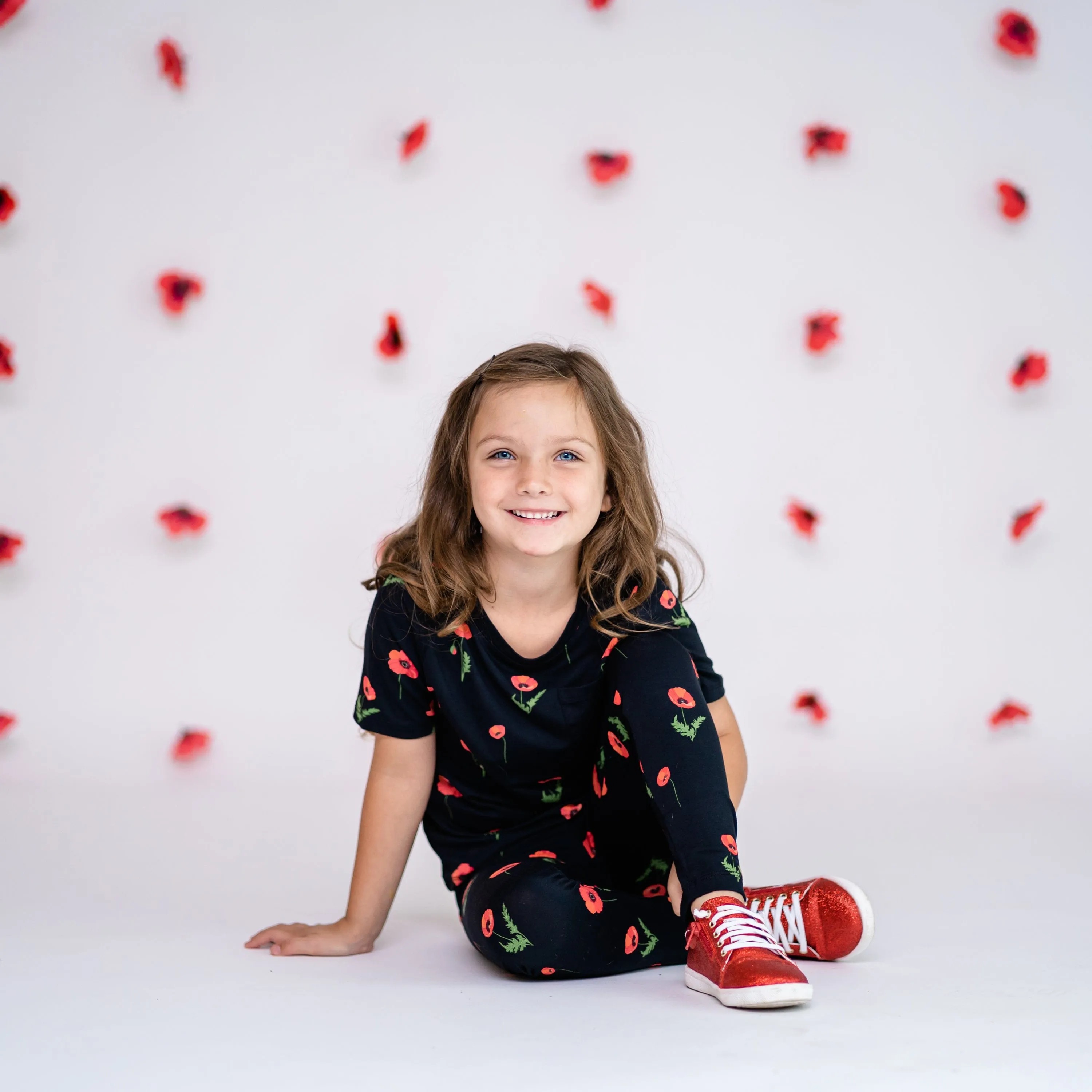 Toddler Crew Neck Tee in Midnight Poppies