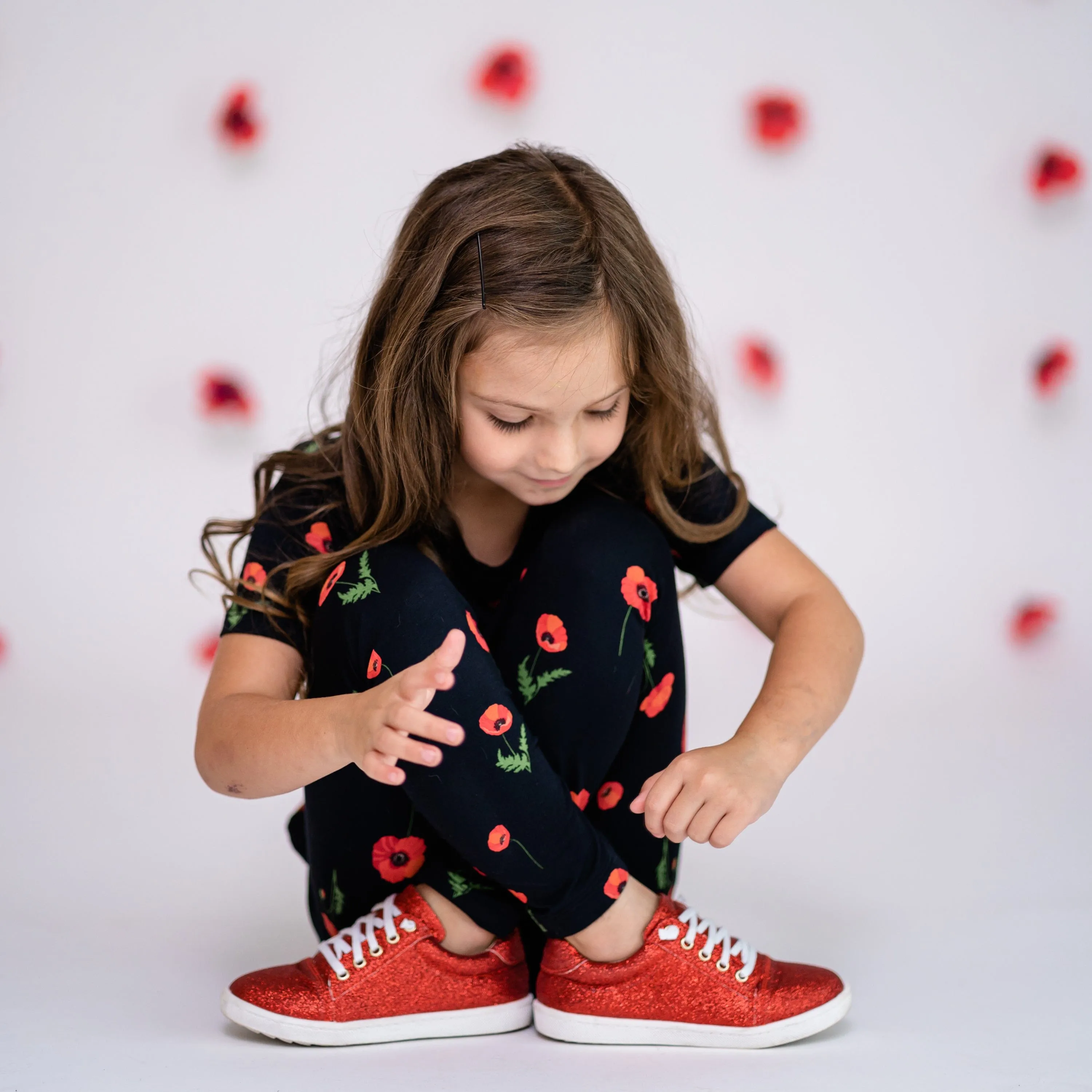 Toddler Crew Neck Tee in Midnight Poppies