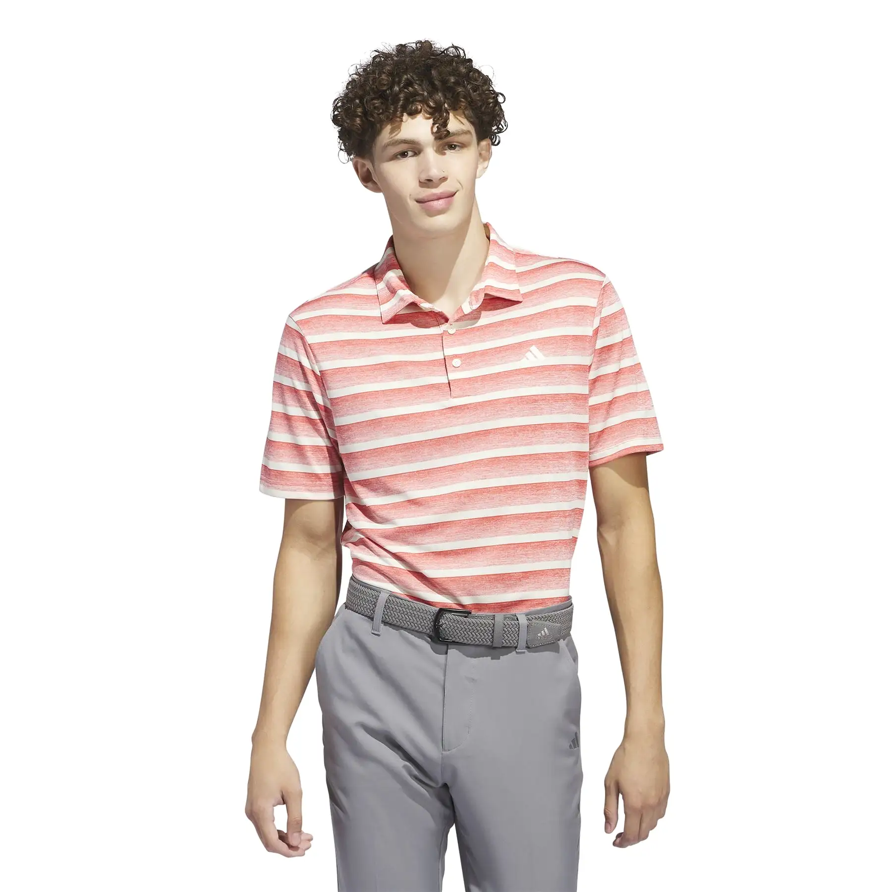 Two-Colour Stripe Regular Fit Pique Polo Pink/White - SS24