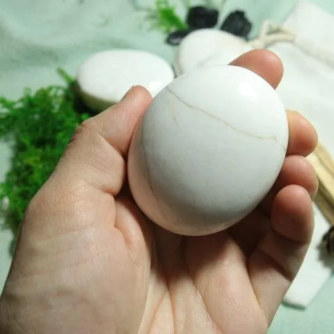 White Scolecite Pillow Palm Stone ~ Beautiful Balanced Energy