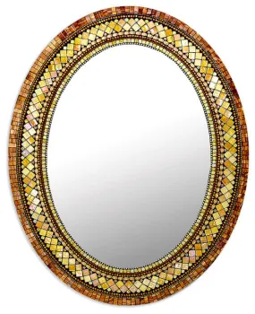 Zetamari Mosaic Artworks - 12x15 Oval Mirror (Golden Bronze)